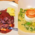 2 dishes from the Loiseau des Vignes restaurant in Beaune, France