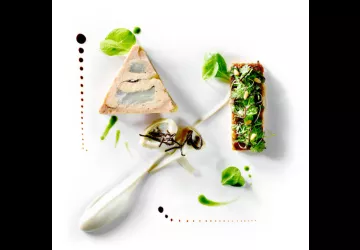 Terrine fois gras, truffes, artichauts